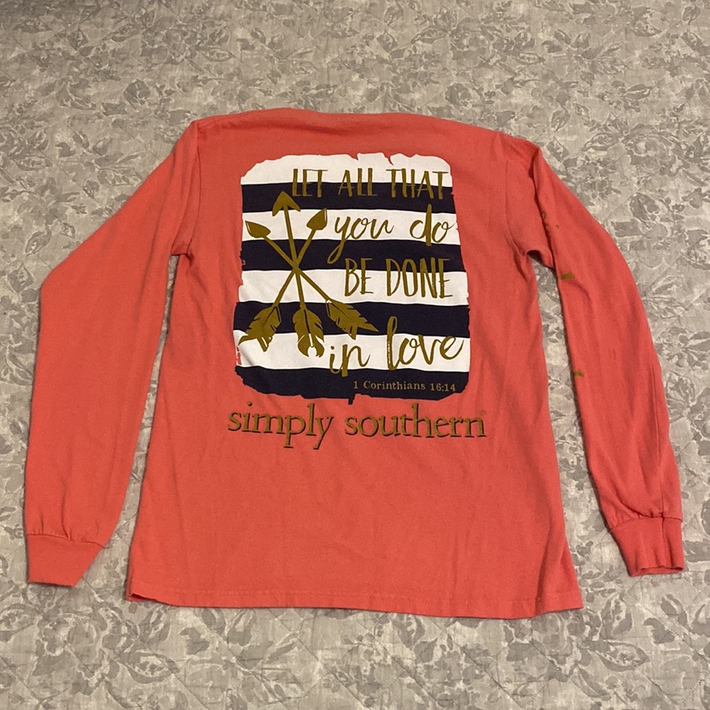 Pink/Coral Simply Southern Long Sleeve Women’s Shirt Size Small